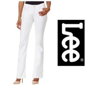 Lee Platinum Label Women's White Bootcut Jeans 14 Midrise Crystal Embellished VG